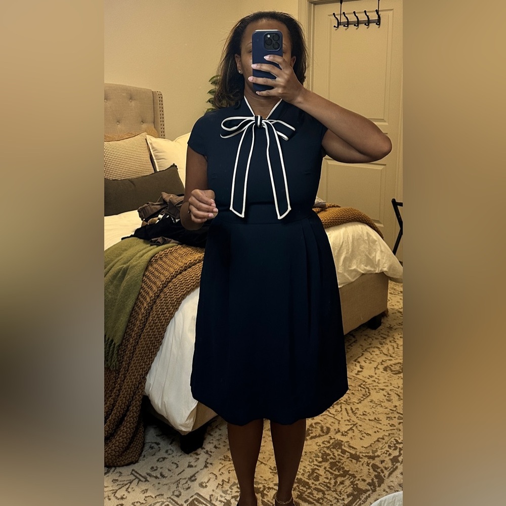 J crew Tie-neck dress in 365 crepe